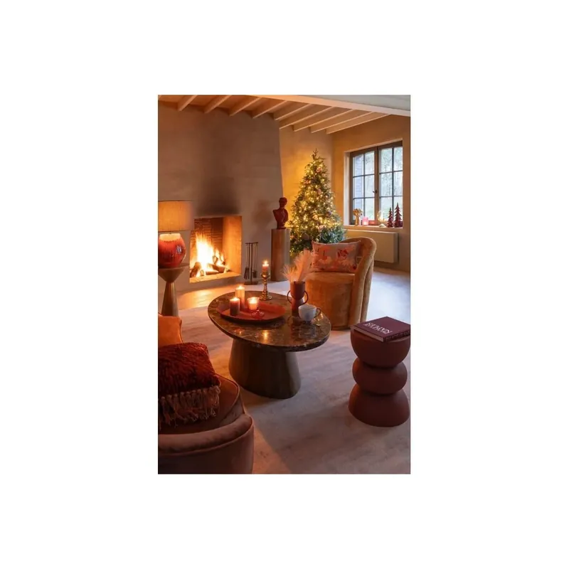 J-LINE - Coussin brillant à franges en viscose orange 45x45x12 cm Petit Prix